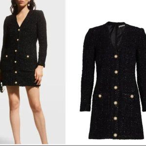 Veronica Beard Kenai Blazer Dress Size 6 Black Tweed Long Sleeve V-Neck